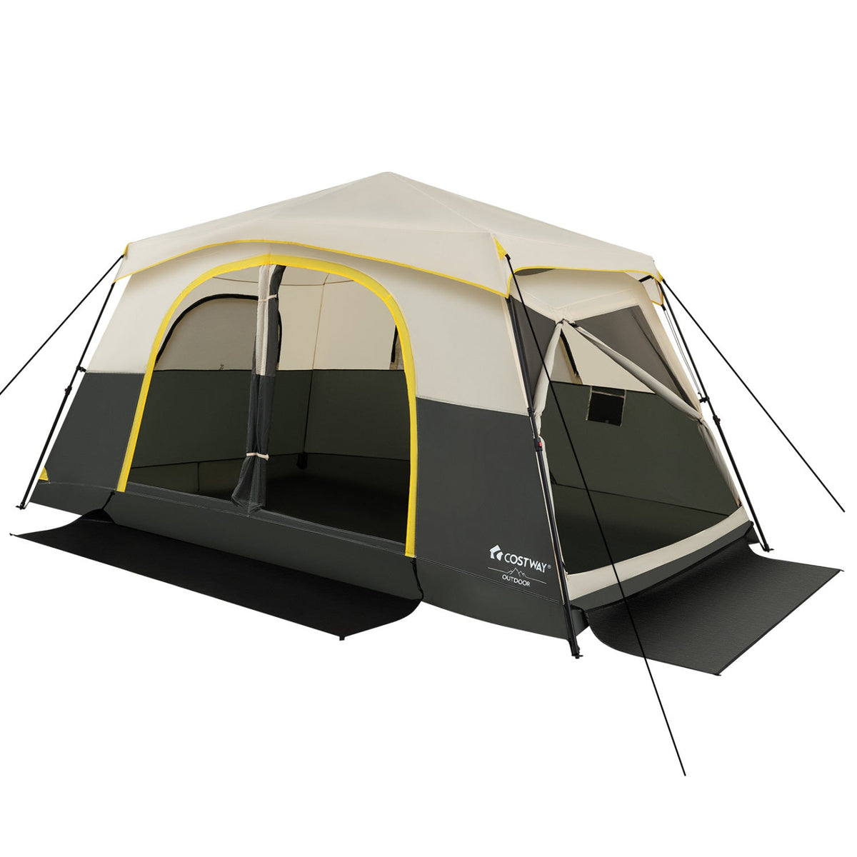 10 Person Instant Cabin Camping Tent with Rainfly 13 ft x 9 ft Portable Large Family Tent-Beige