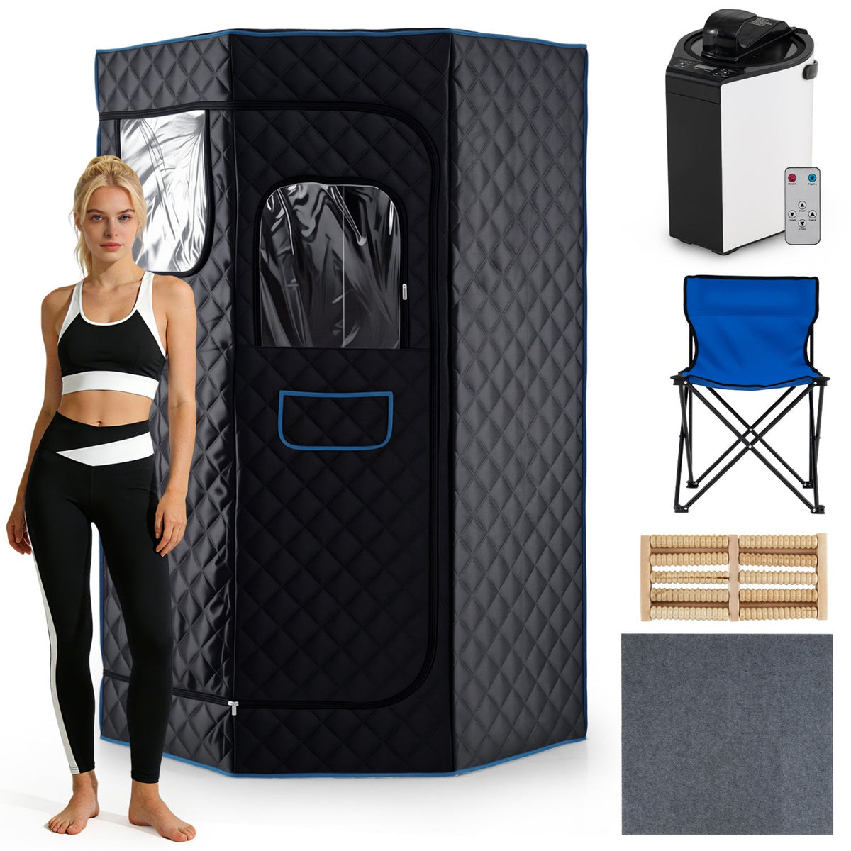 3 L Portable Steam Sauna with Chair – Black
