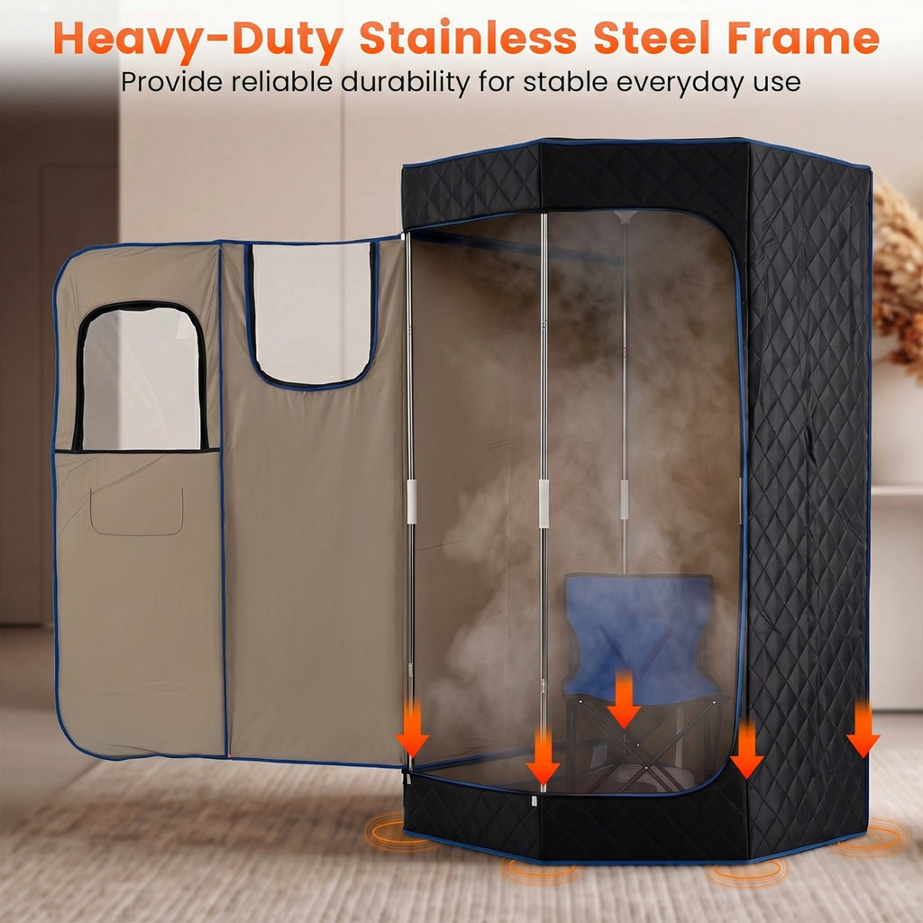 3 L Portable Steam Sauna with Chair – Black