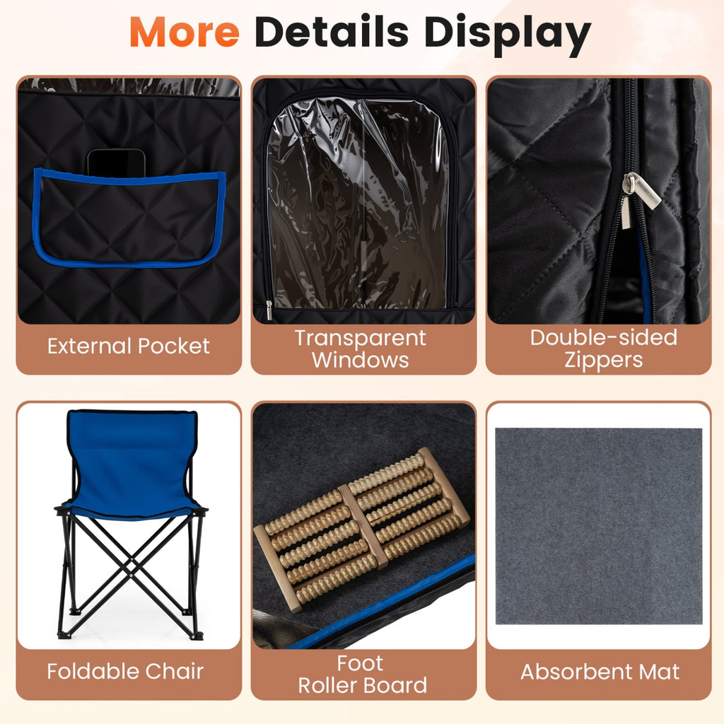 3 L Portable Steam Sauna with Chair – Black