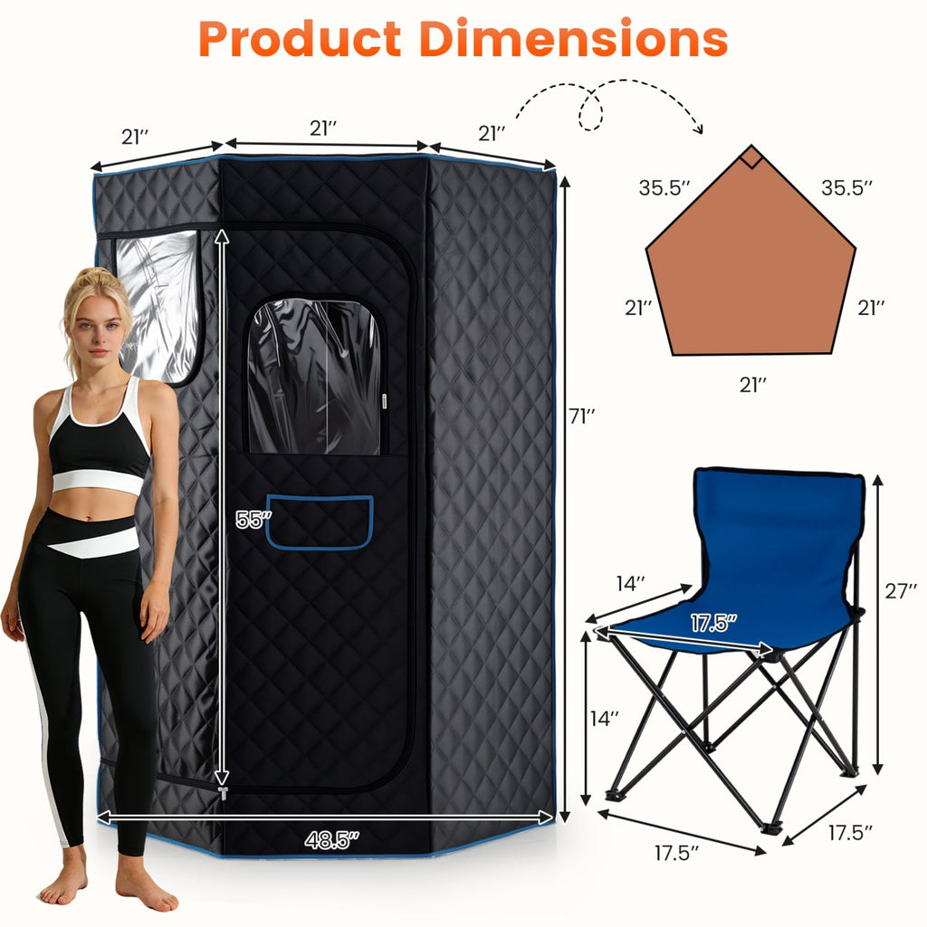 3 L Portable Steam Sauna with Chair – Black