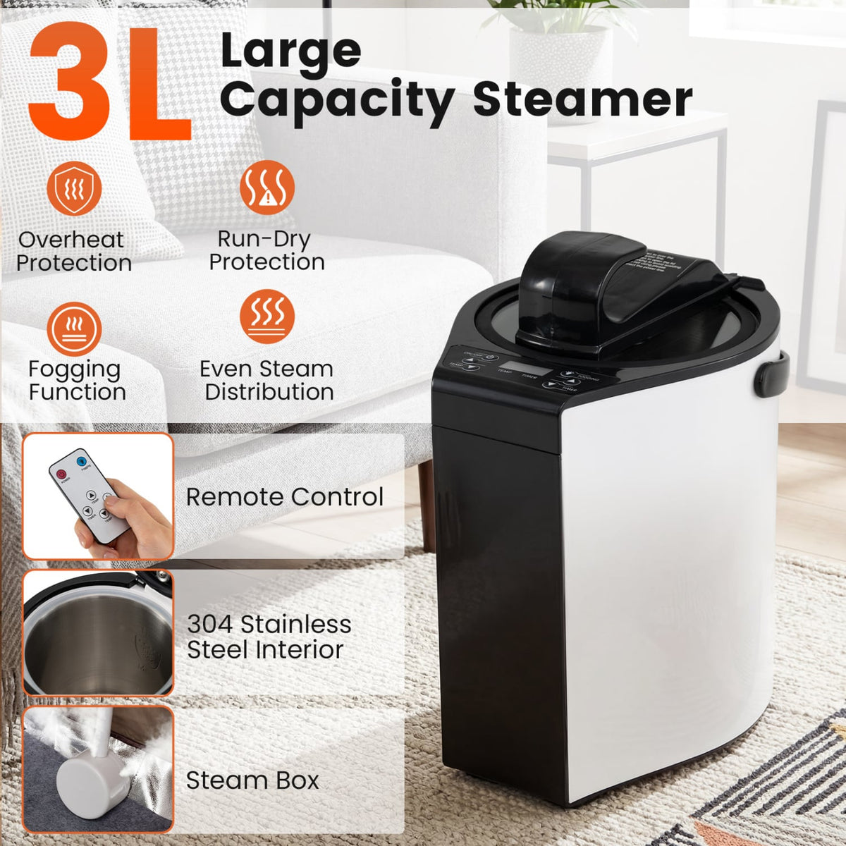 3 L Portable Steam Sauna with Chair – Grey