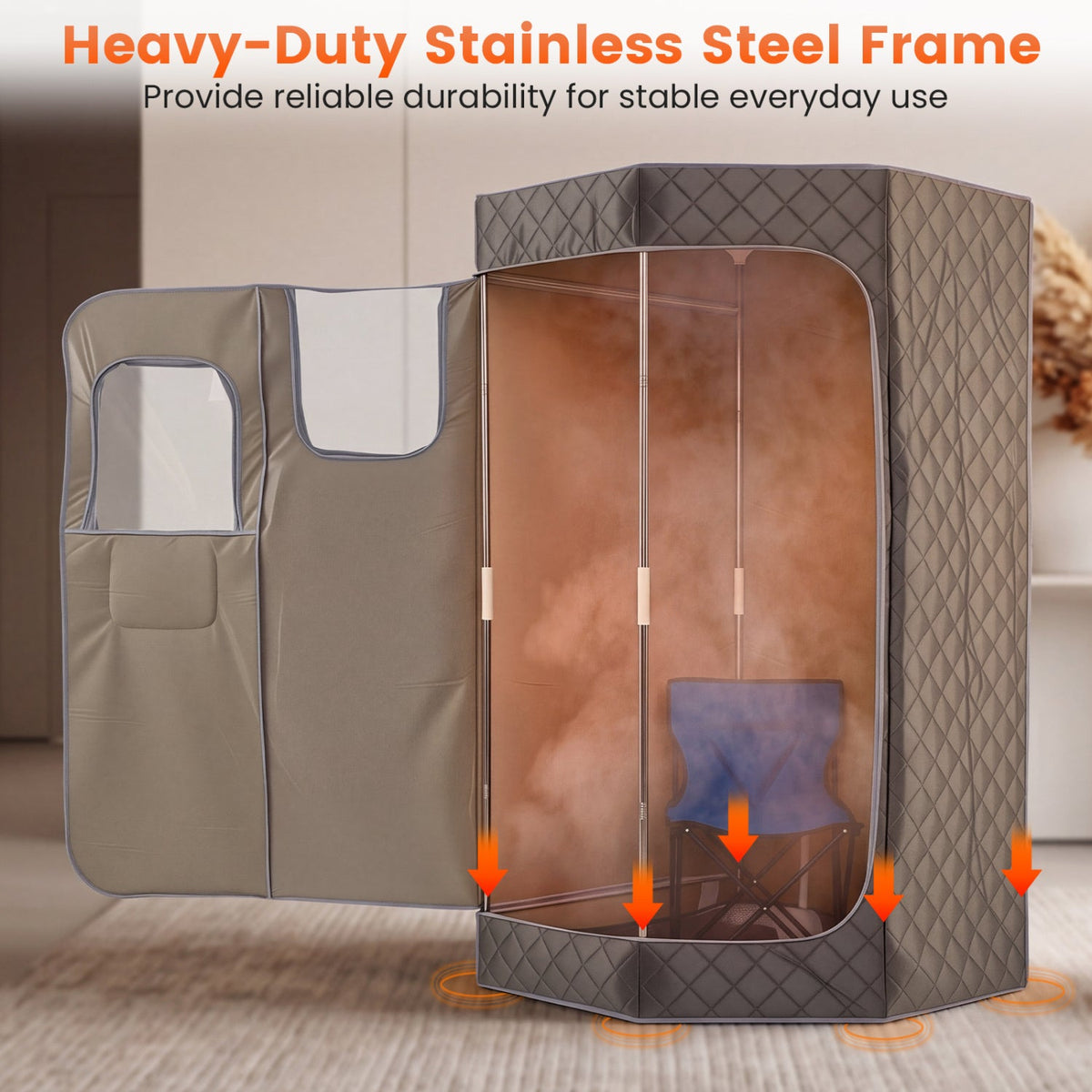 3 L Portable Steam Sauna with Chair – Grey