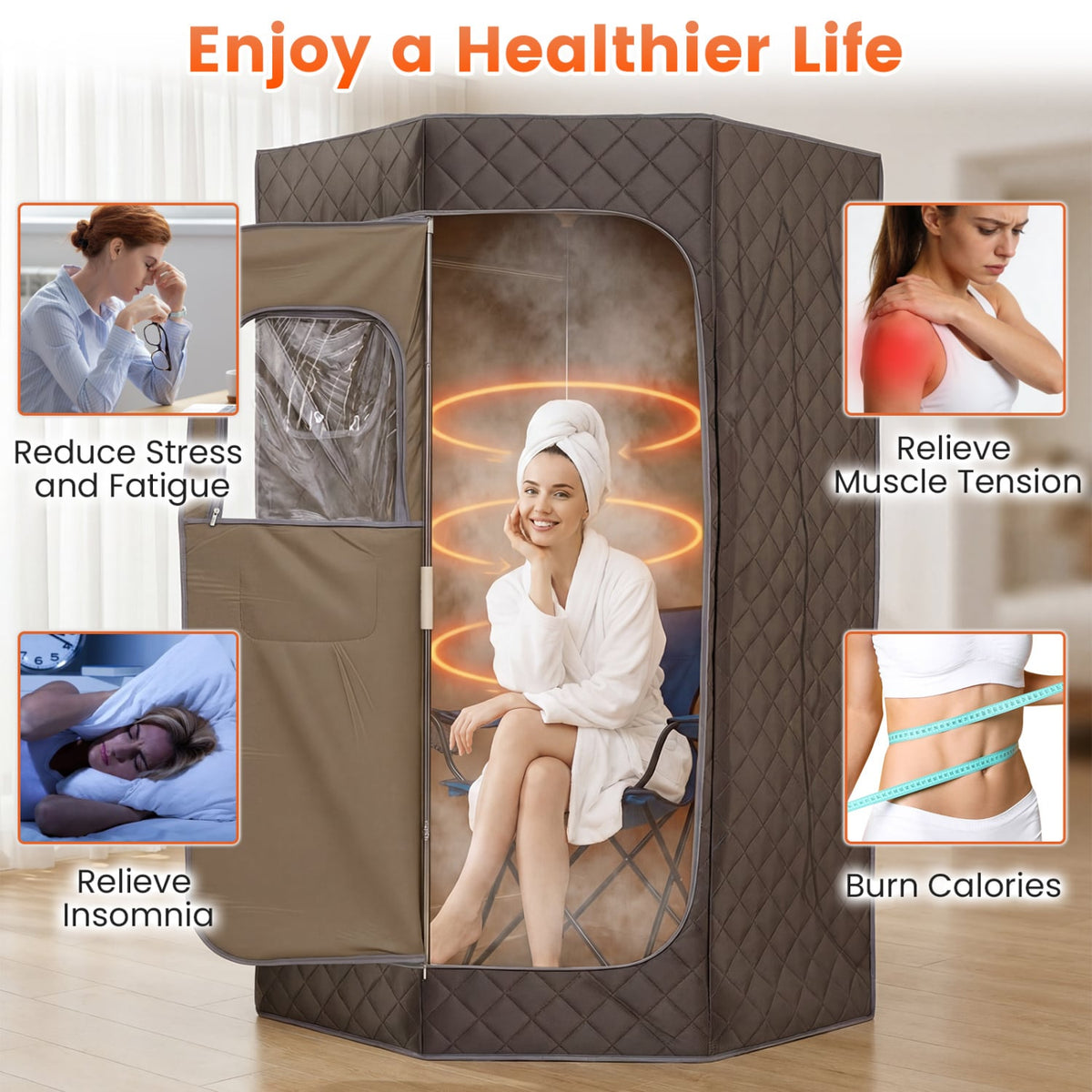 3 L Portable Steam Sauna with Chair – Grey