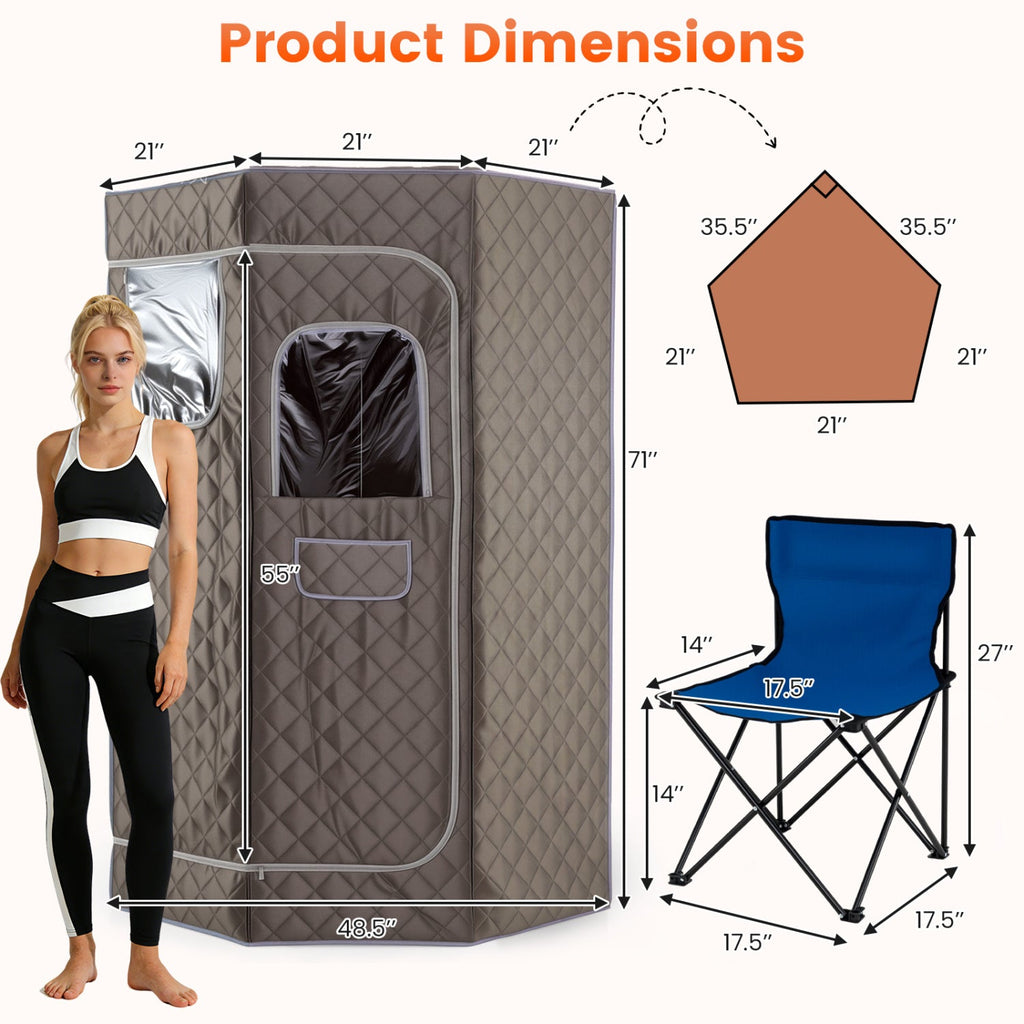 3 L Portable Steam Sauna with Chair – Grey