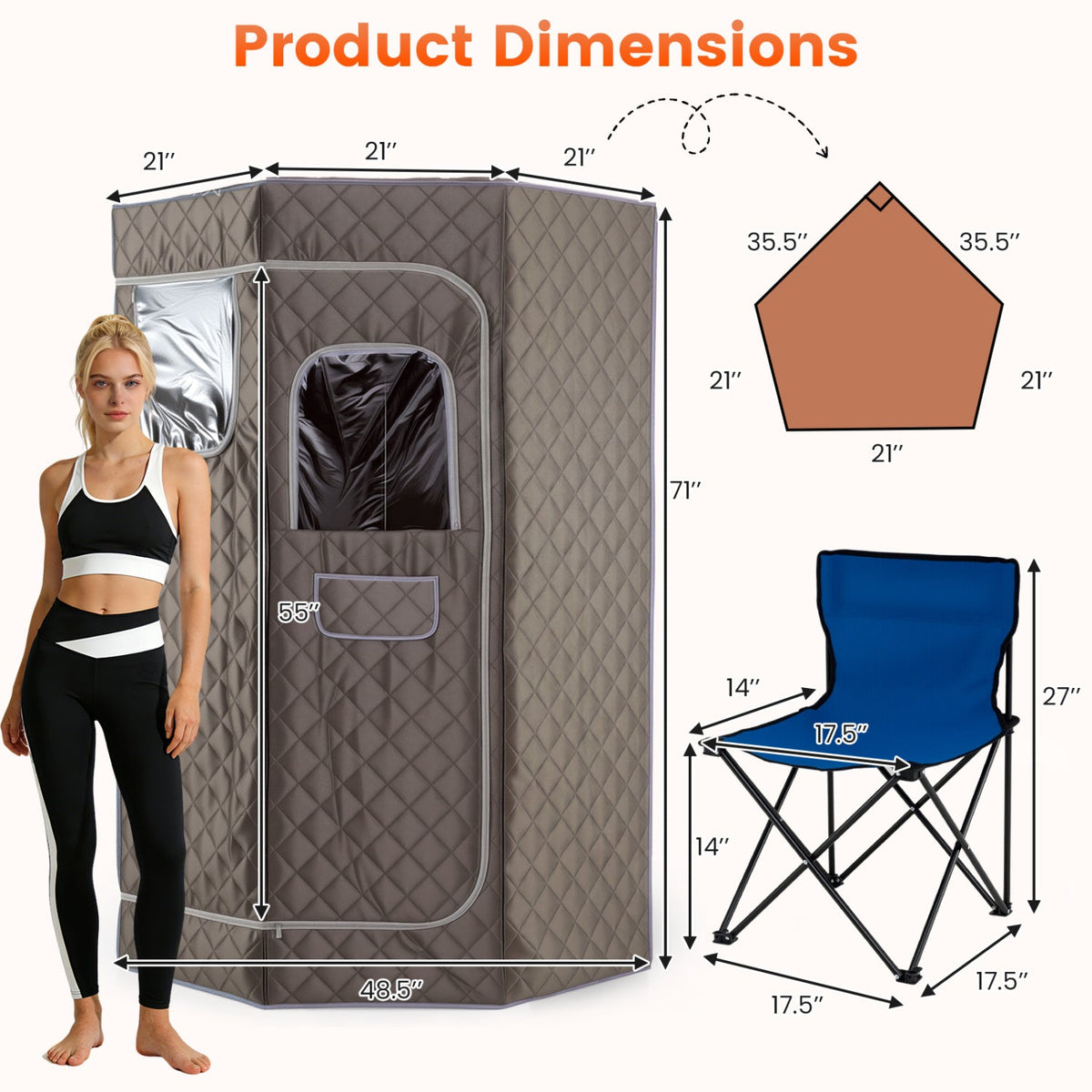 3 L Portable Steam Sauna with Chair – Grey