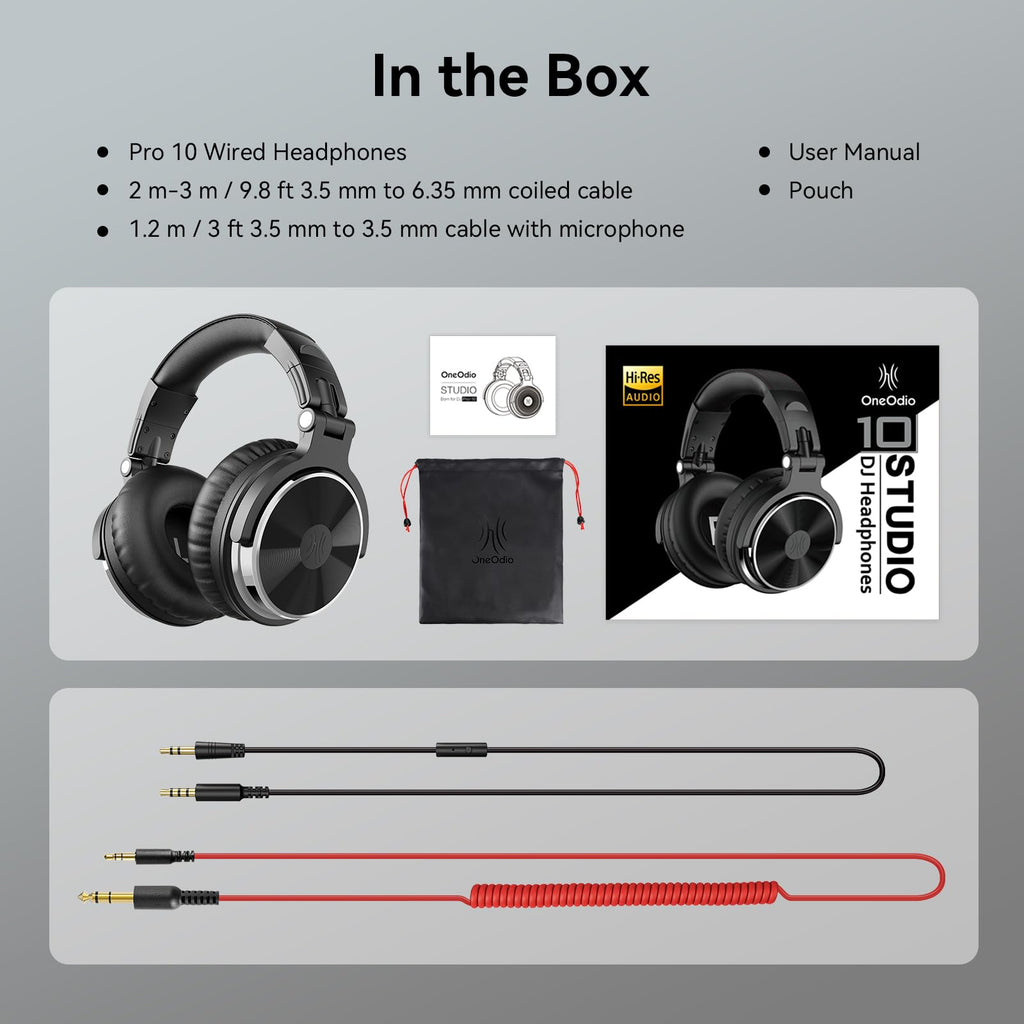 OneOdio Pro-10 Wired Over-Ear Studio Headphones – Black