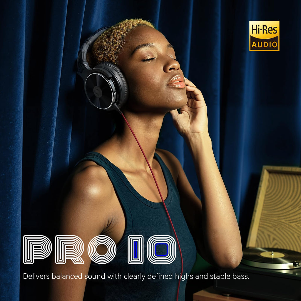OneOdio Pro-10 Wired Over-Ear Studio Headphones – Black