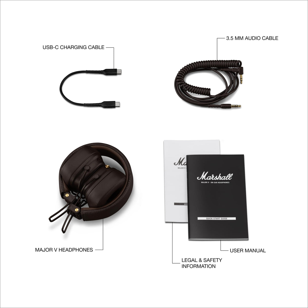 Marshall Major V Wireless On-Ear Headphones – Brown