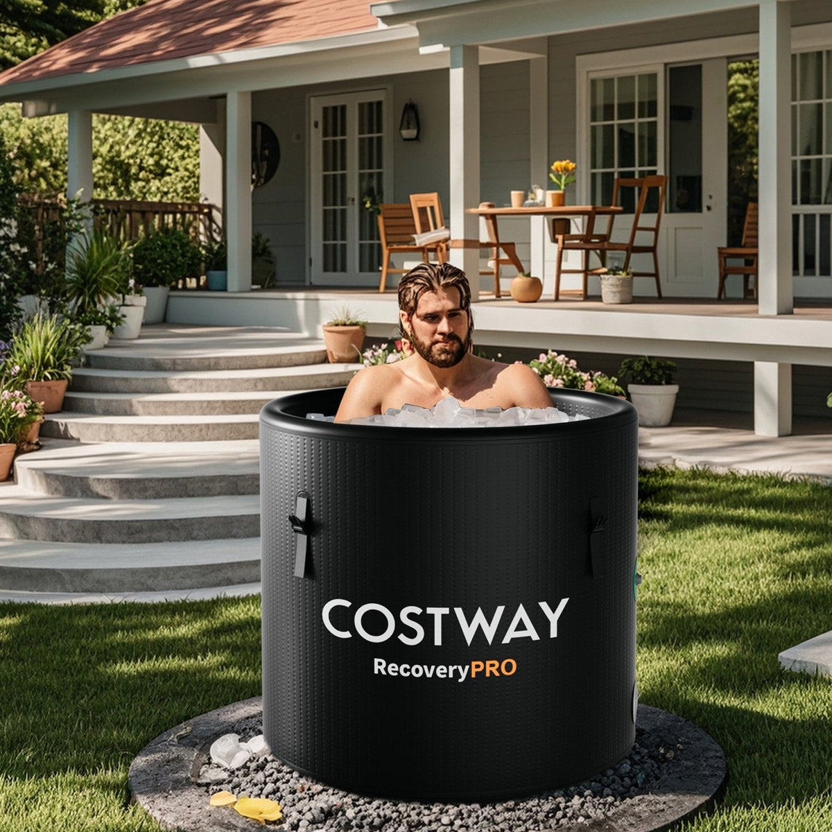 79-Gallon Cold Plunge Tub with Cover – Black
