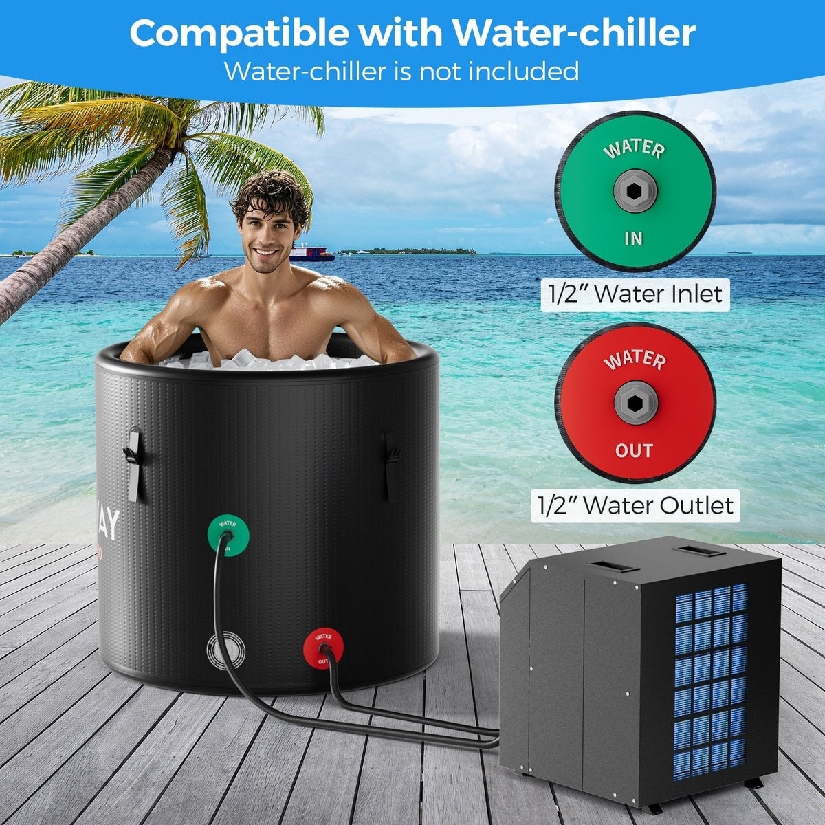 79-Gallon Cold Plunge Tub with Cover – Black