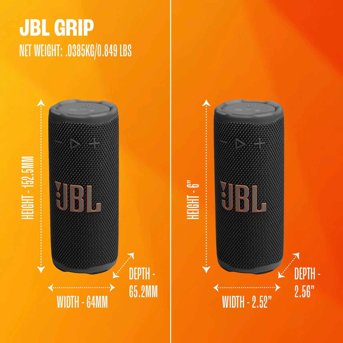 JBL Grip Portable Bluetooth Speaker – Black
