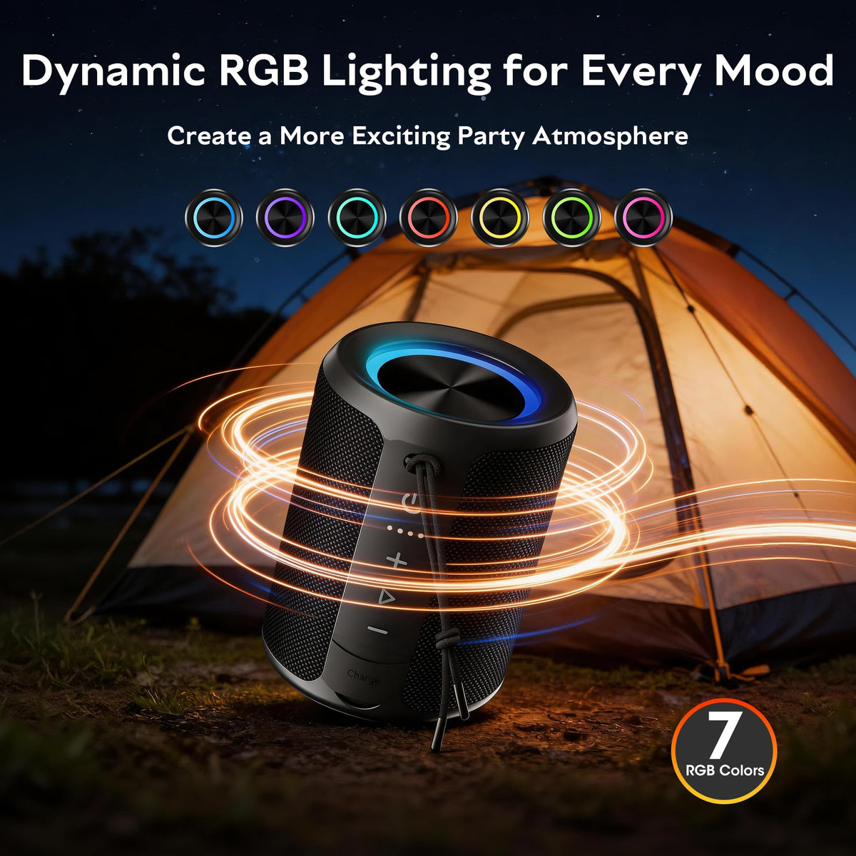 DUDGSIS X2 Portable Bluetooth Speaker with RGB Lights – Black