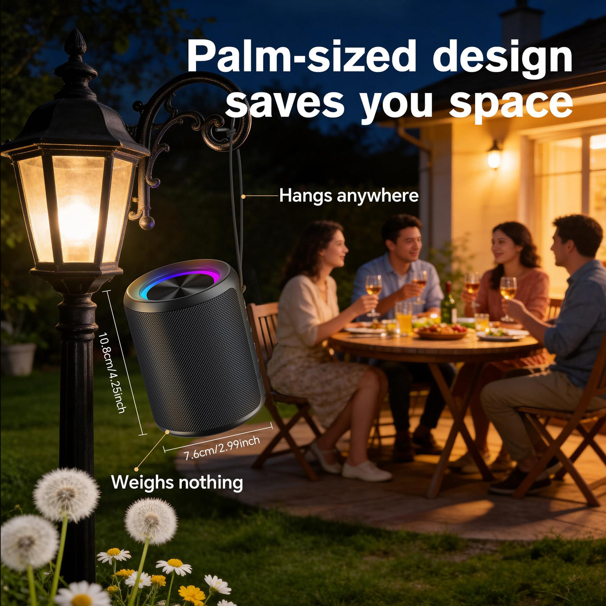 DUDGSIS X2 Portable Bluetooth Speaker with RGB Lights – Black