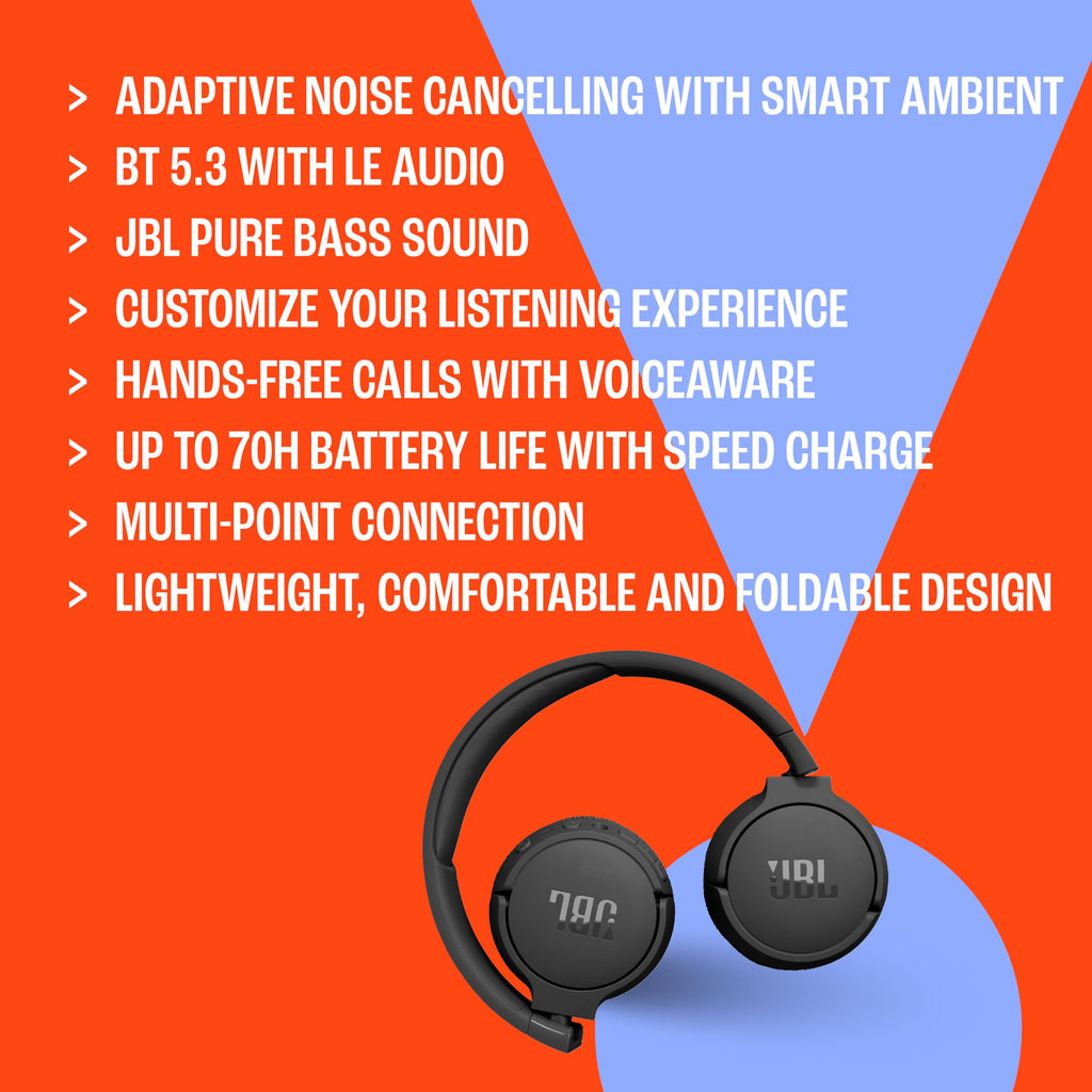 JBL Tune 670NC Wireless Noise-Cancelling Headphones – Black