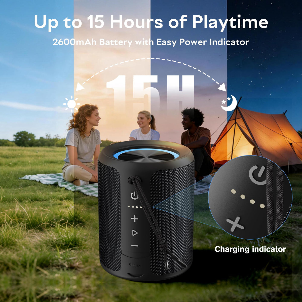 DUDGSIS X2 Portable Bluetooth Speaker with RGB Lights – Black