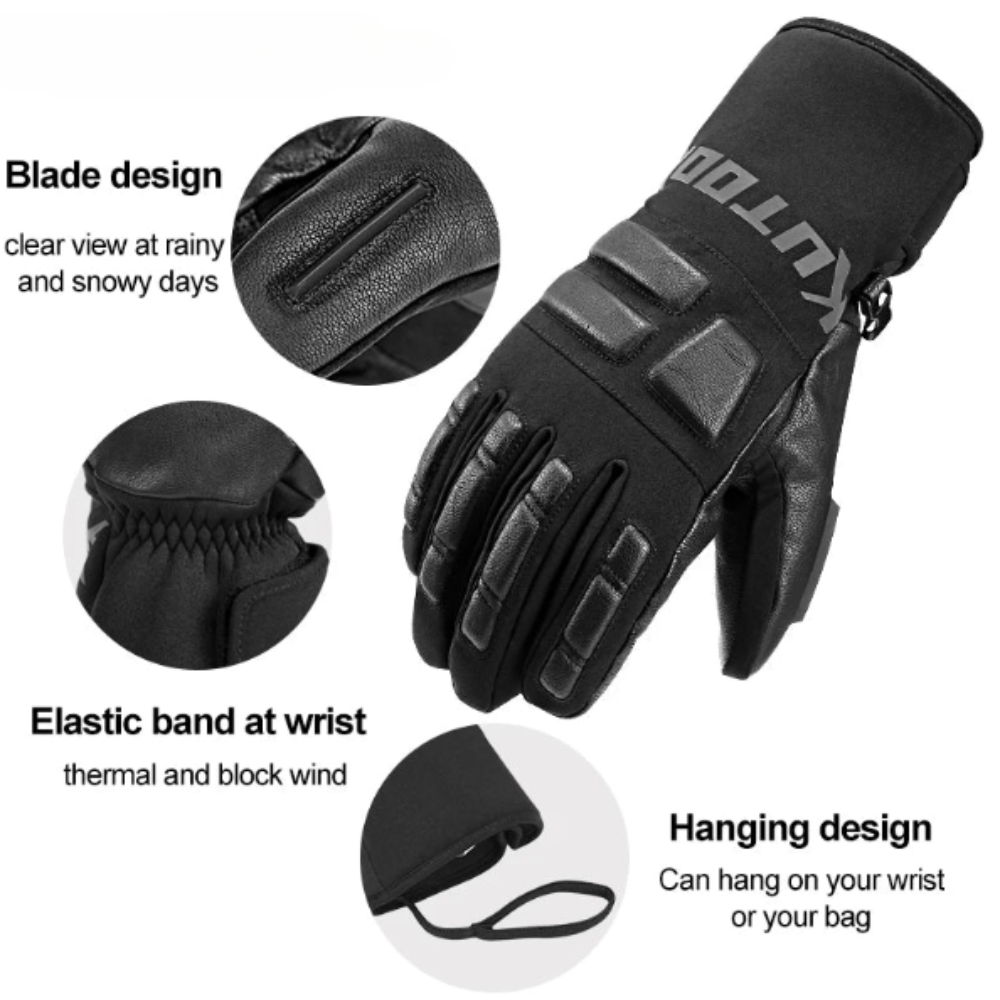 Goatskin Leather & Fleece-Lined Ski Gloves
