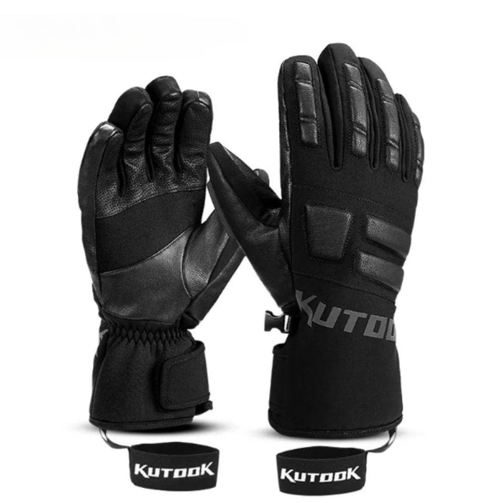 Goatskin Leather & Fleece-Lined Ski Gloves