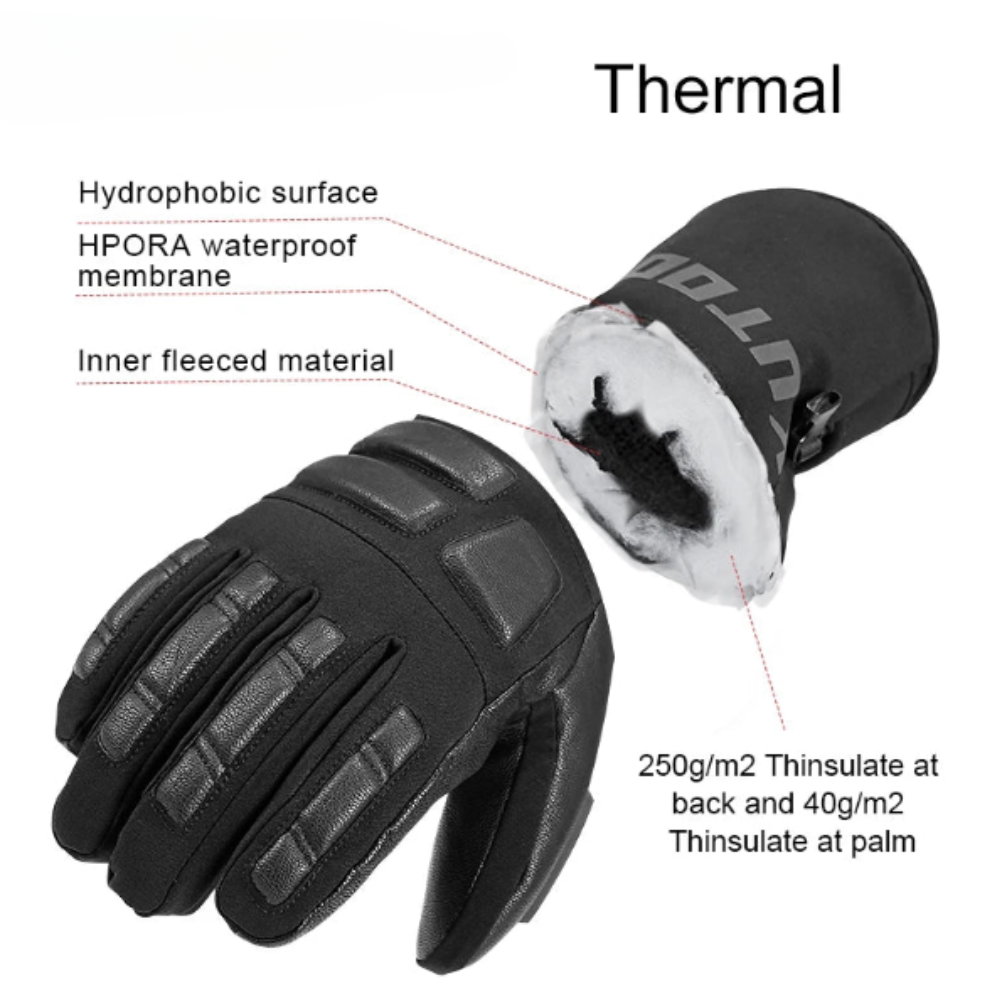Goatskin Leather & Fleece-Lined Ski Gloves