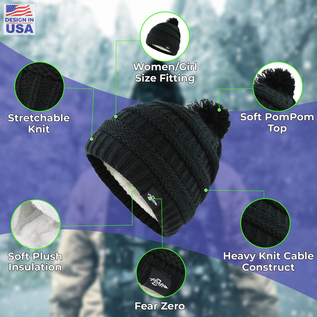 Women’s Plush-Lined Cable Knit Beanie
