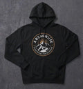 Black ABsnowlife pullover hoodie with mountain logo on the front