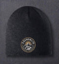 Black knit ABsnowlife beanie with circular mountain-logo patch