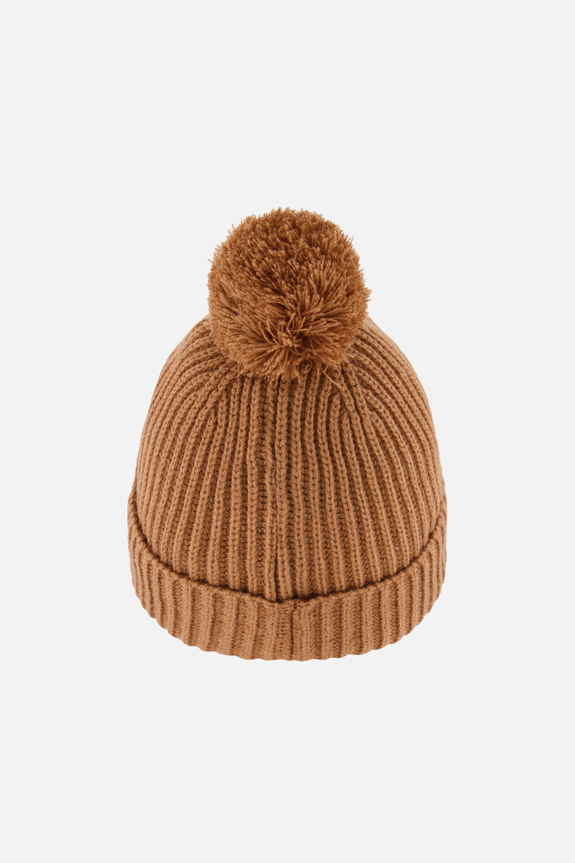 Winter Knit Hat With Pompom Brown