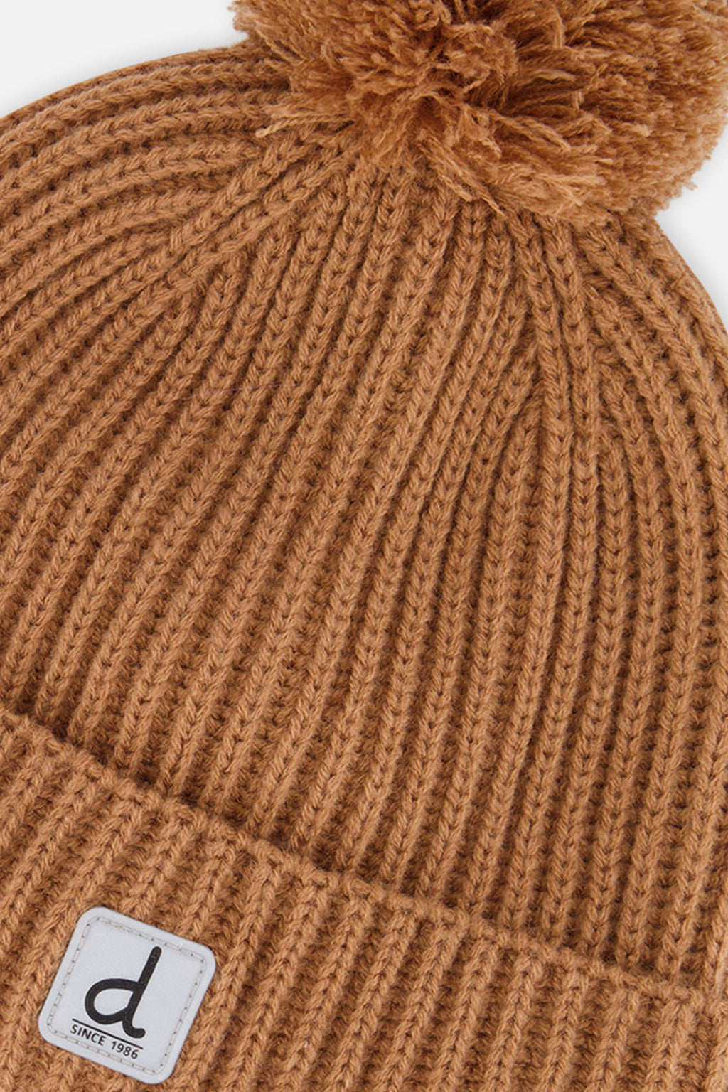 Winter Knit Hat With Pompom Brown