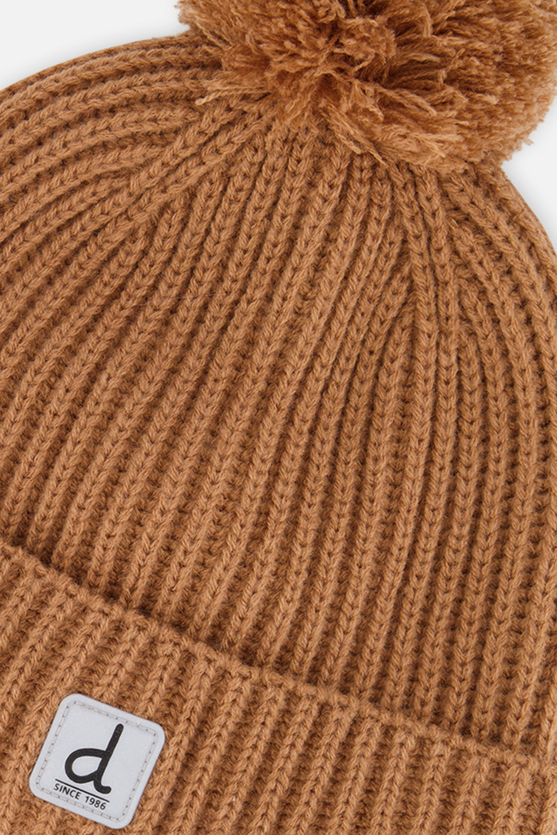Winter Knit Hat With Pompom Brown