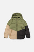 Kids’ Color-Block Winter Jacket Olive Green