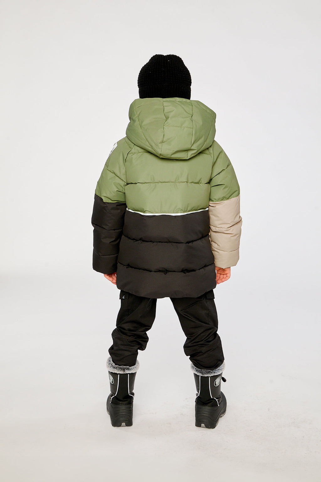 Kids’ Color-Block Winter Jacket Olive Green