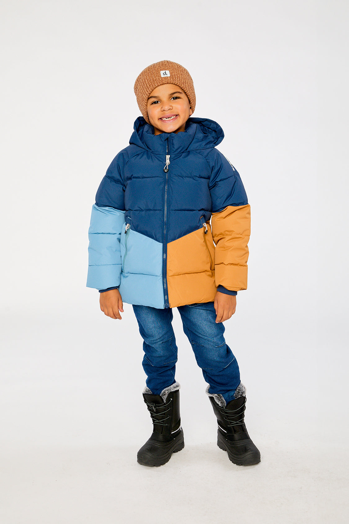 Veste d’hiver color-block bleu foncé