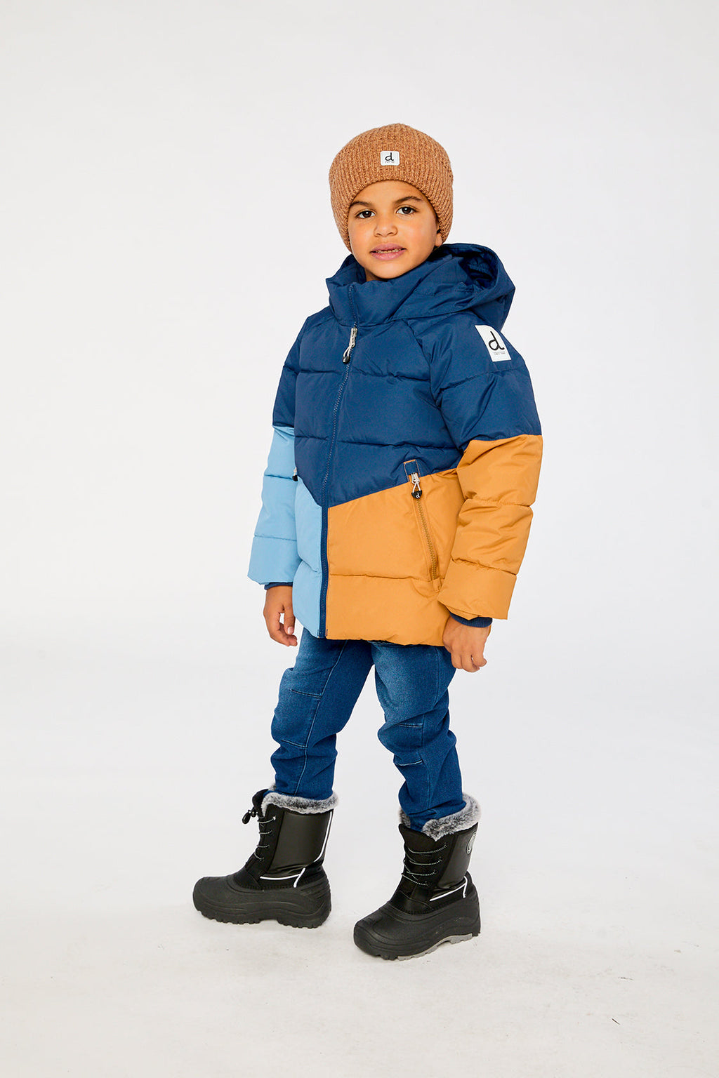 Veste d’hiver color-block bleu foncé