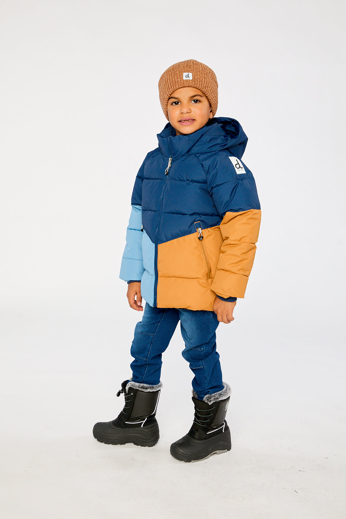 Veste d’hiver color-block bleu foncé