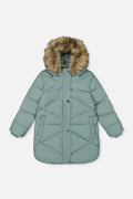 Kids’ Long Winter Puffer Coat Sage Green