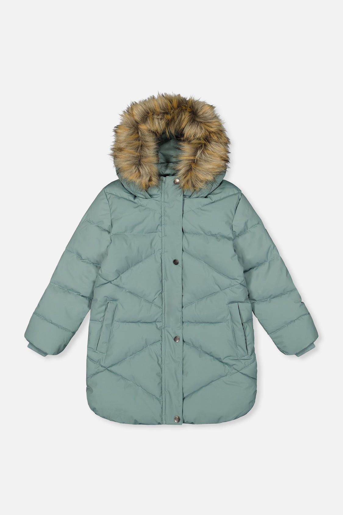 Kids’ Long Winter Puffer Coat Sage Green