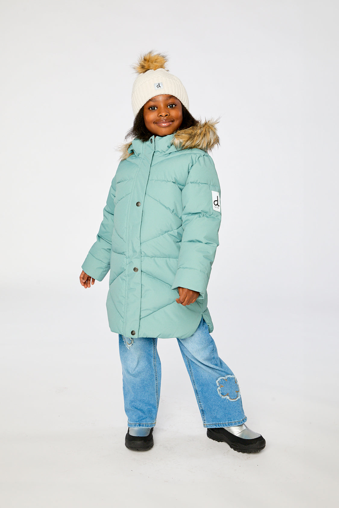 Kids’ Long Winter Puffer Coat Sage Green