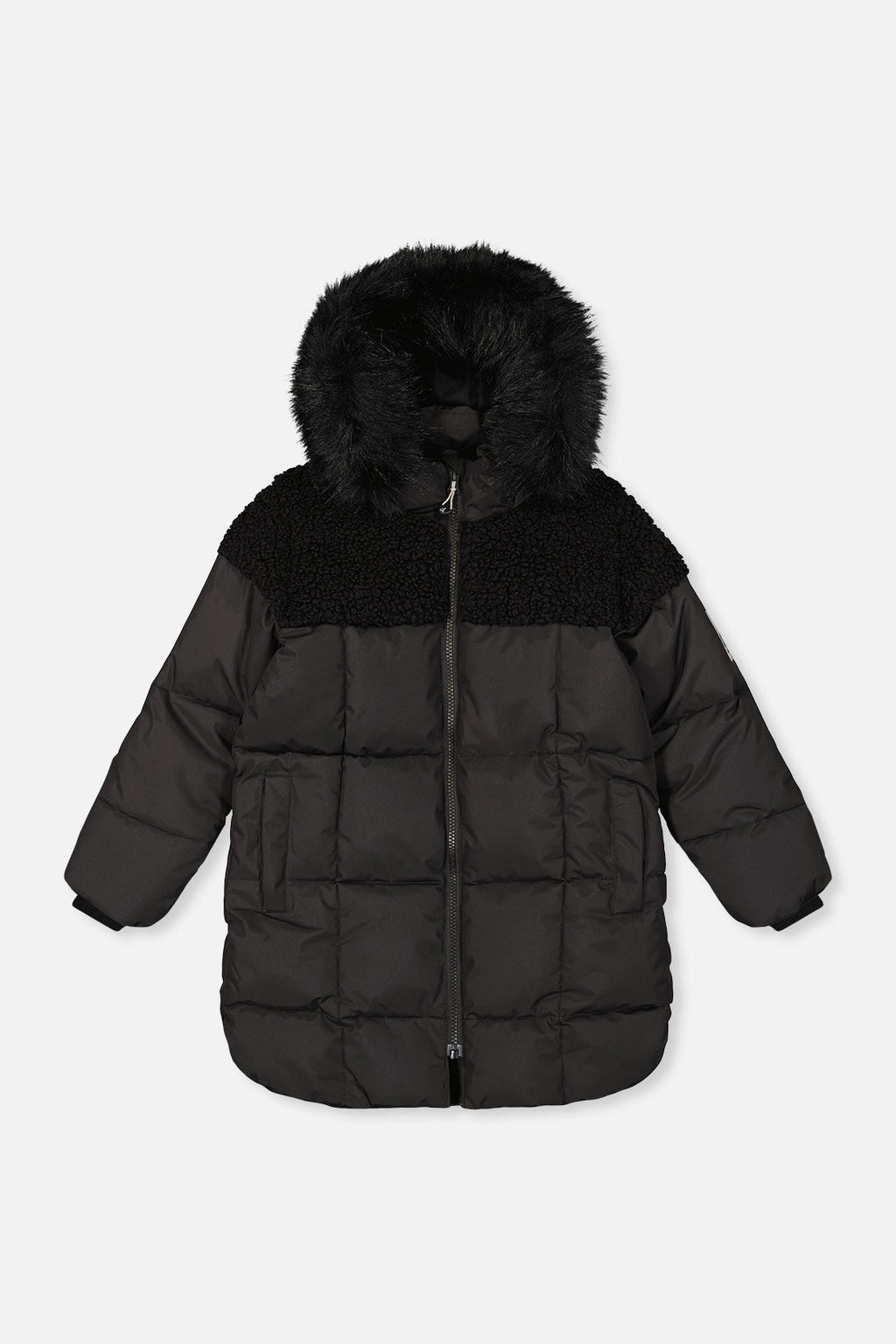 Kids’ Long Winter Puffer Coat Black