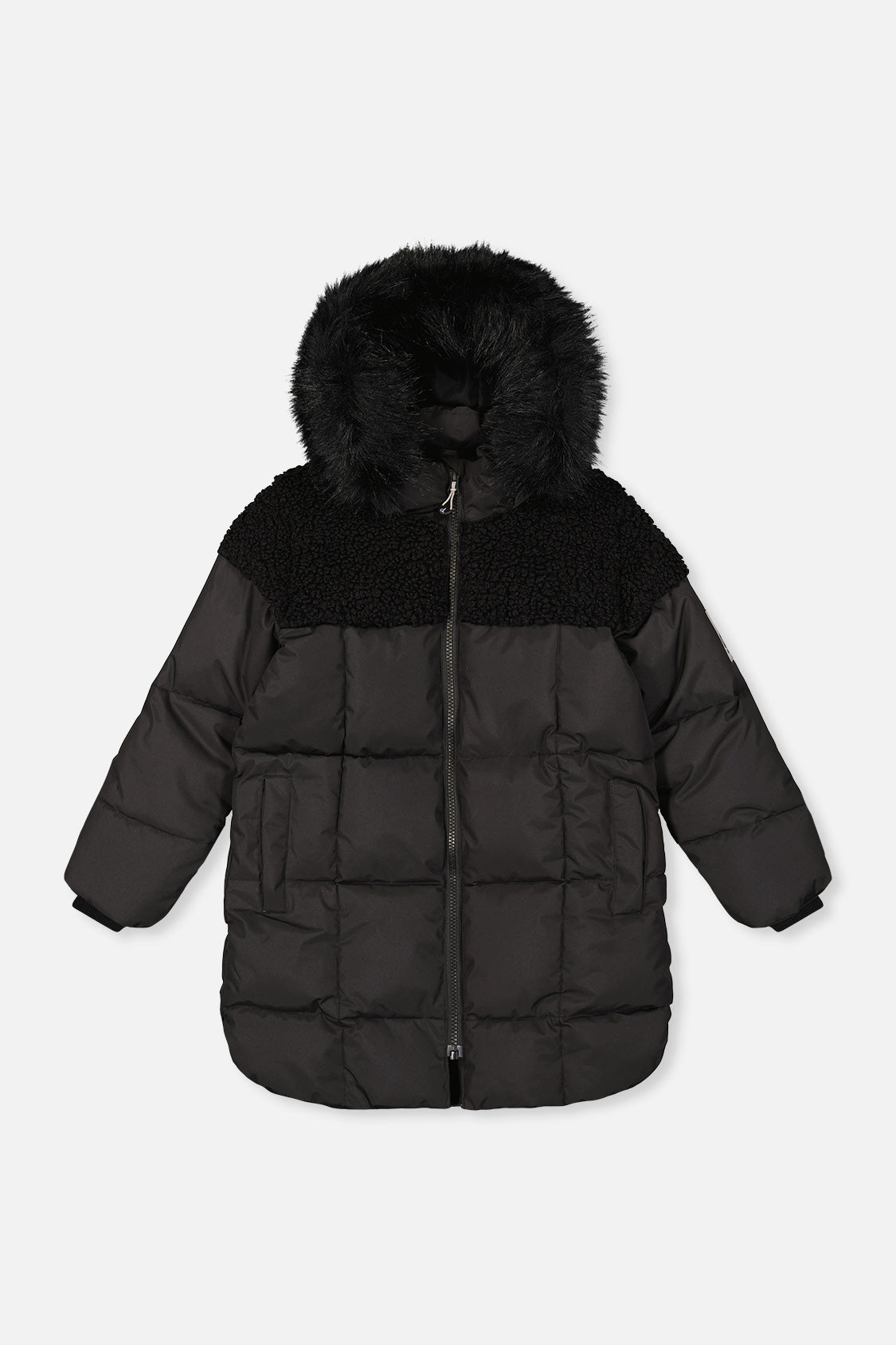 Kids’ Long Winter Puffer Coat Black