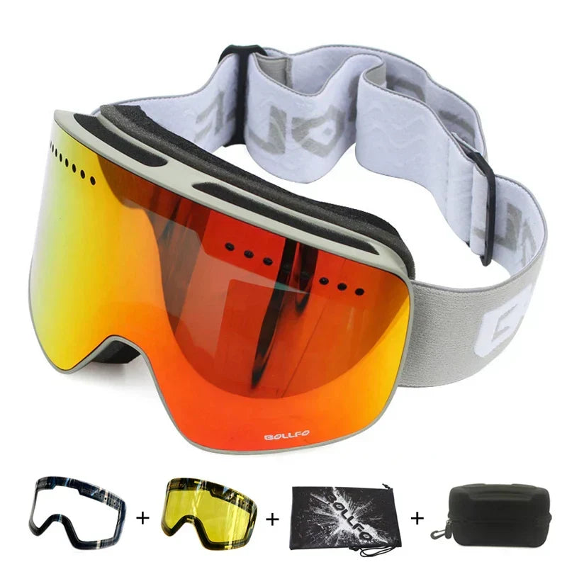 Magnetic Ski Goggles with Yellow & Clear Lenses