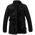 Veste d’hiver pour homme en similicuir doublée polaire (noir, fine)