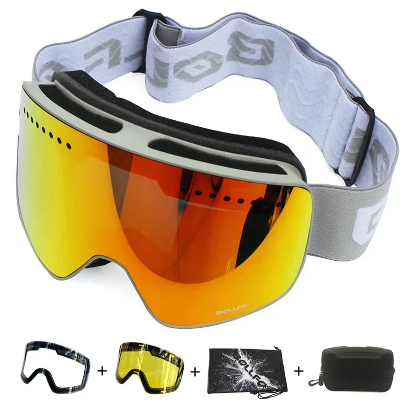 Magnetic Ski Goggles with Yellow & Clear Lenses