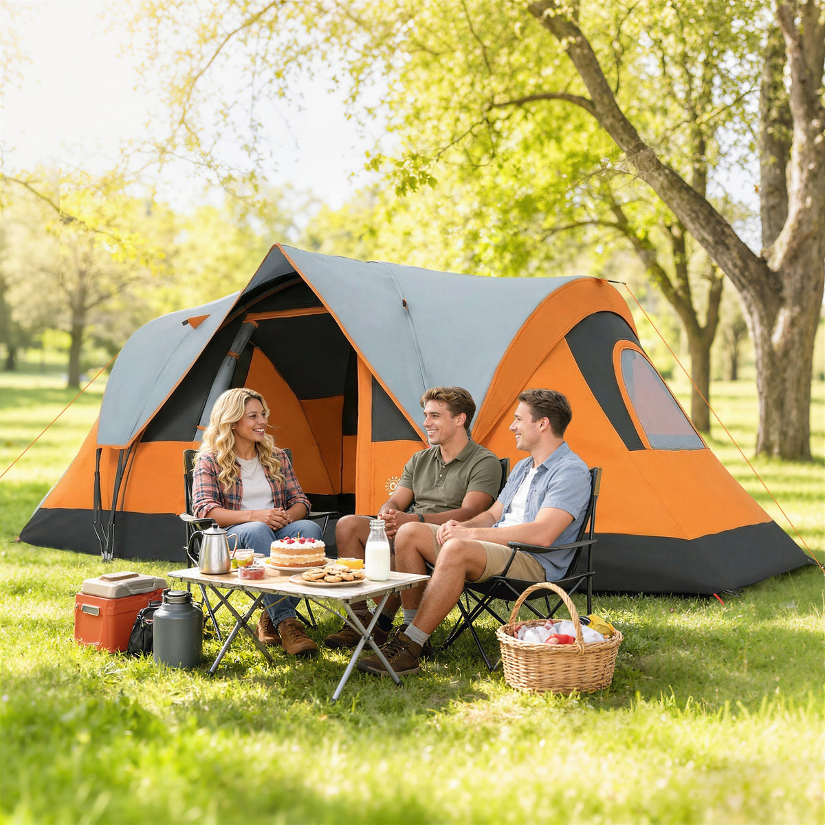 5 Person Family Tent, Outdoor Camping Tent with Lighting Hook, Carrying Bag for Camping, Hiking and Travelling, Green