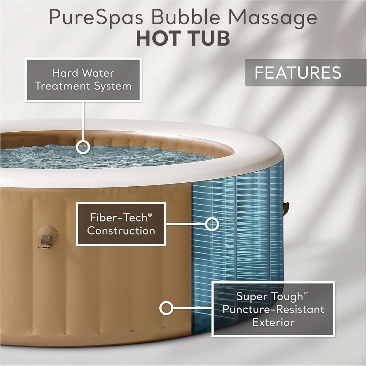 6-Person Inflatable Hot Tub with 140 Bubble Jets