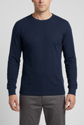 AI-generated model wearing a navy Misty Mountain Polymax thermal top