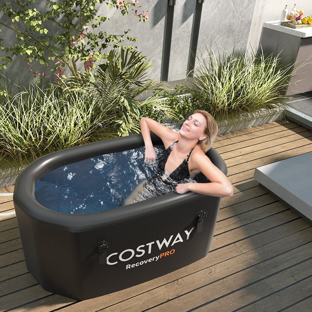 129-Gallon Oval Ice Bath with Cover & Pump – Black