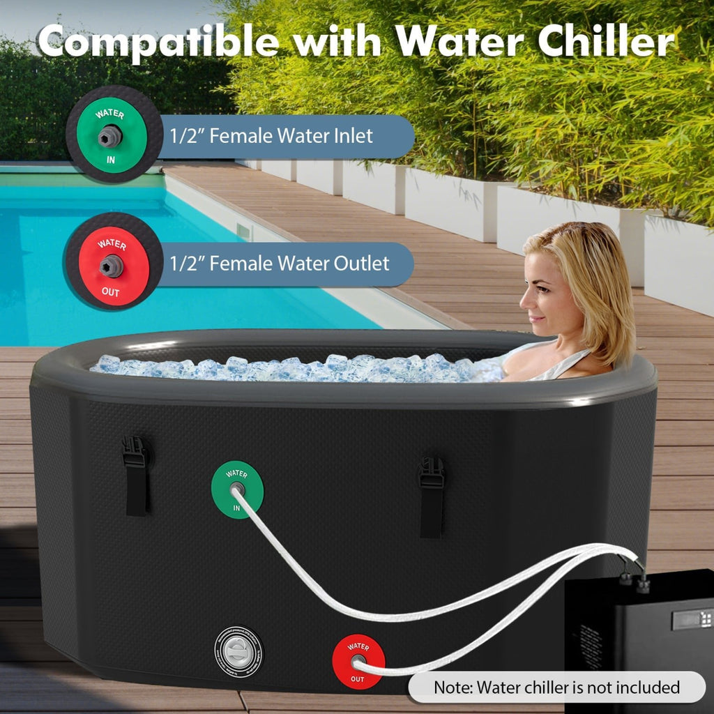 129-Gallon Oval Ice Bath with Cover & Pump – Black