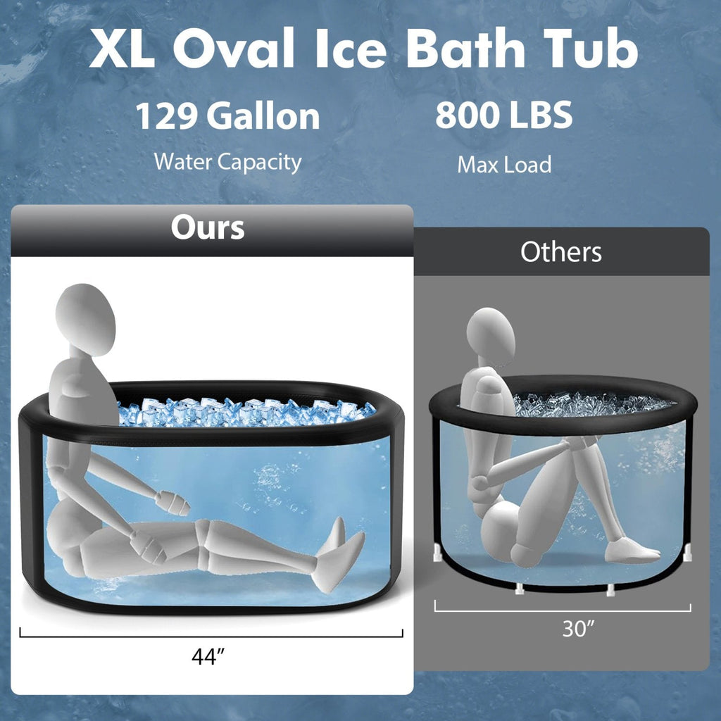 129-Gallon Oval Ice Bath with Cover & Pump – Black