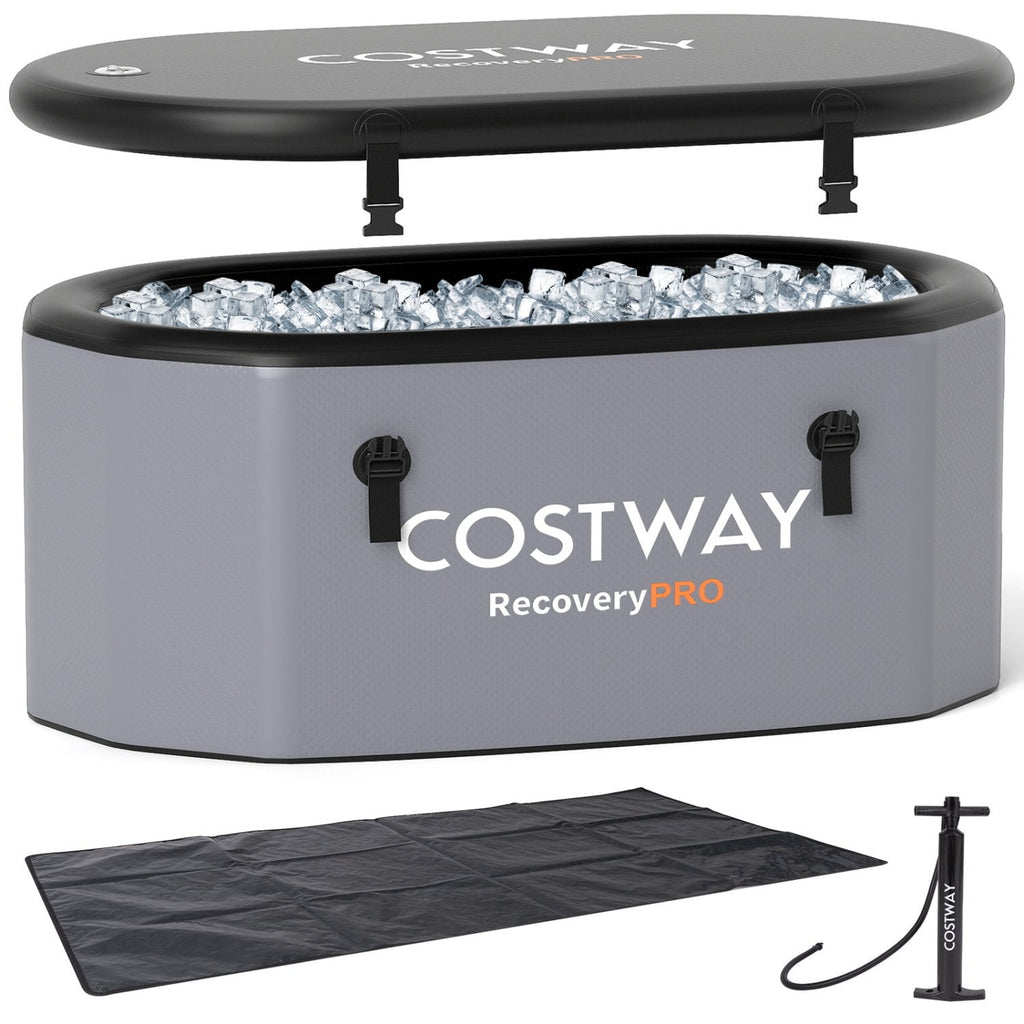 129-Gallon Oval Ice Bath with Cover & Pump – Grey