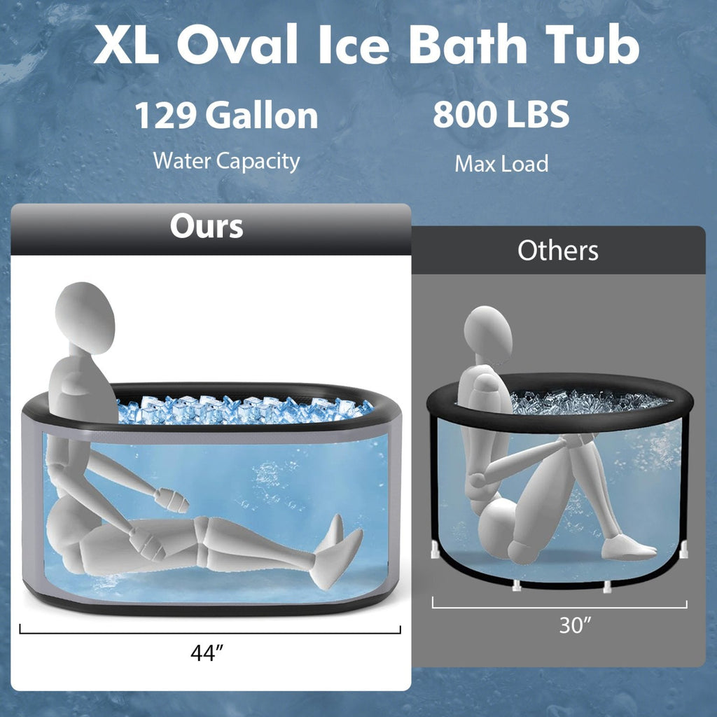 129-Gallon Oval Ice Bath with Cover & Pump – Grey